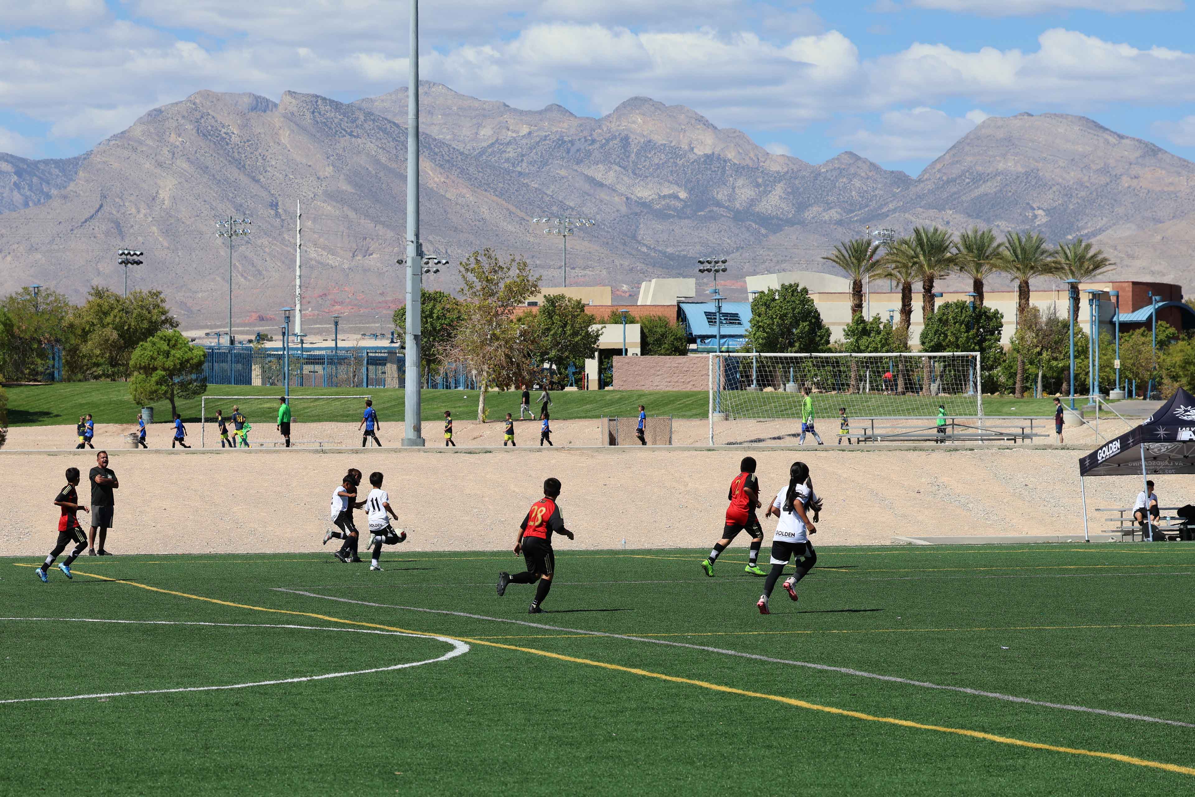 two youth soccer team playing