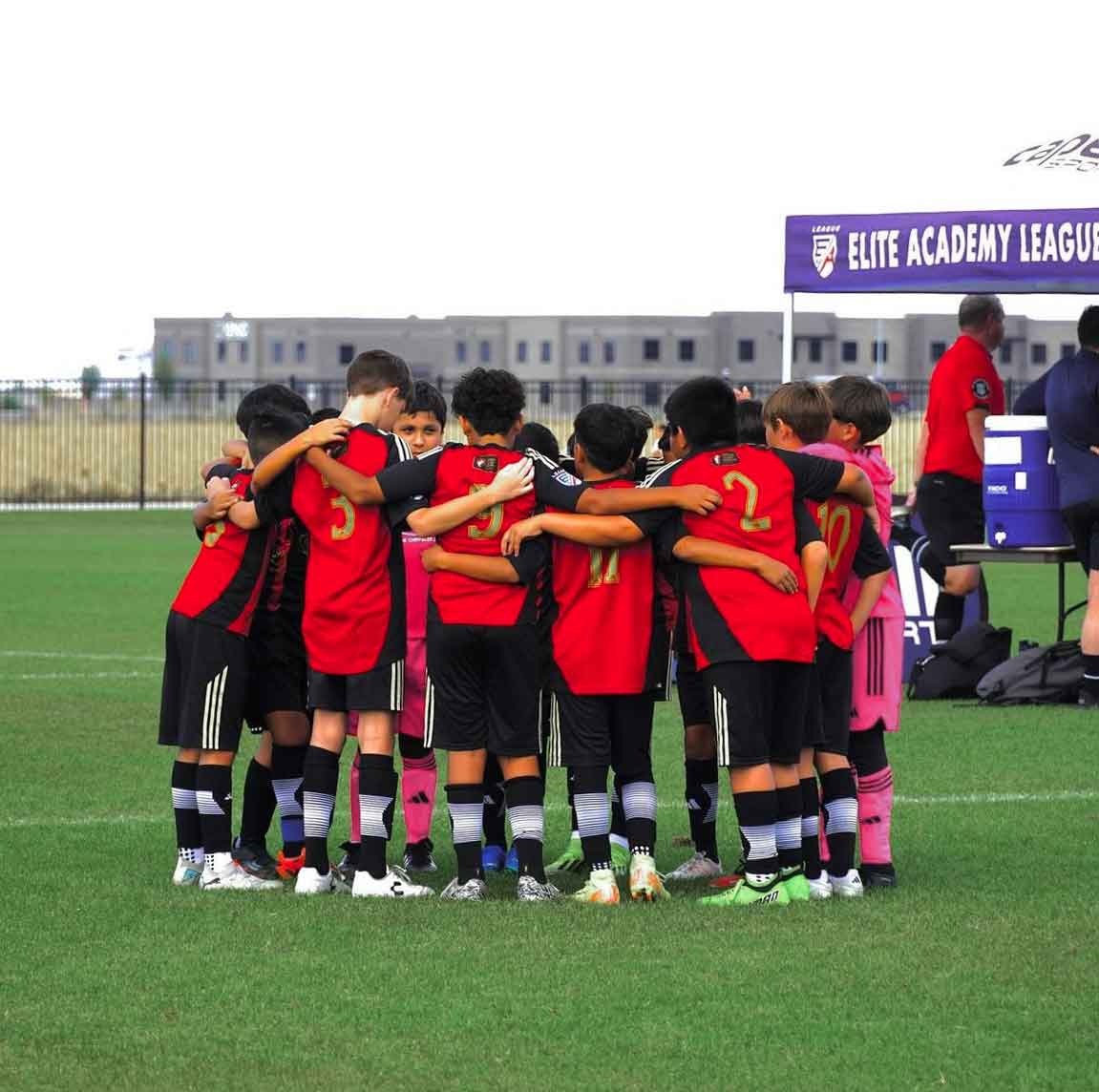 youth soccer team getting ready for a match